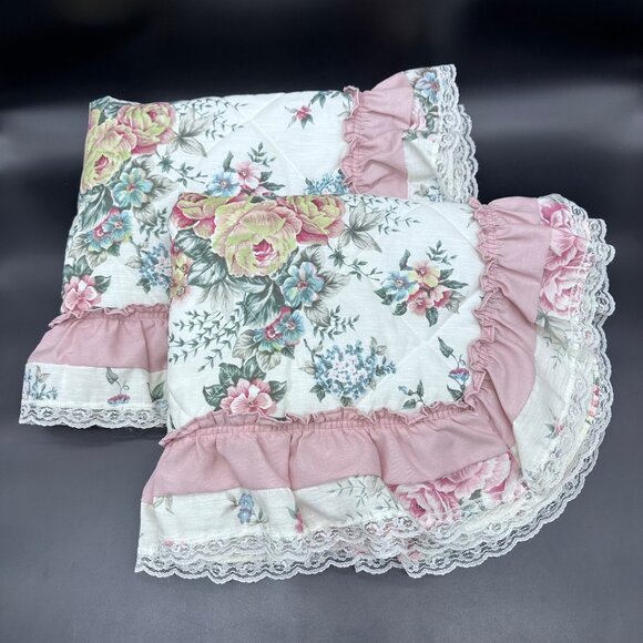 jcpenney Other - Vintage Floral Ruffled Pillow Shams 80s Cottagecore Granny Rose JCPenney USA